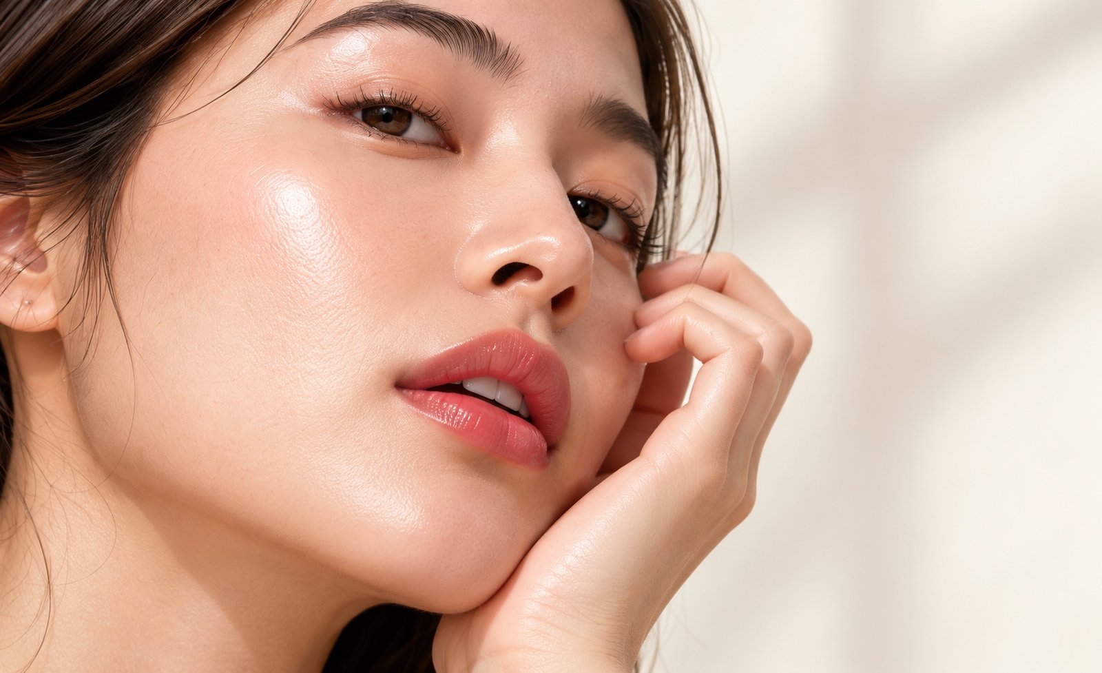 Close-up of radiant, hydrated skin
